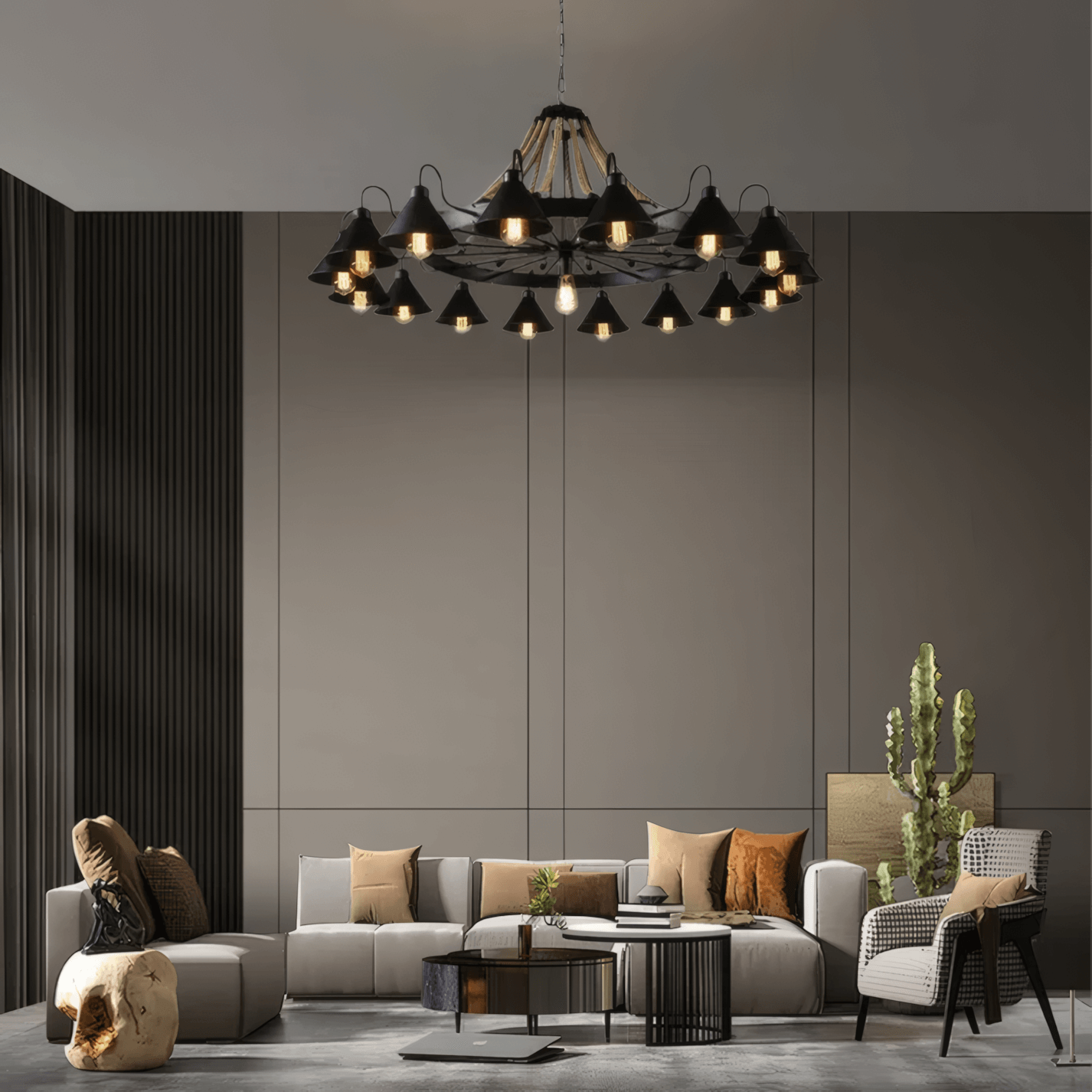 Industrial Ring Chandelier 17 Heads for Living Room